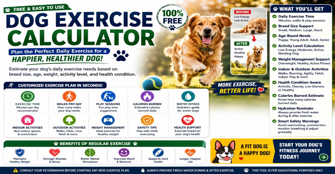 Dog Exercise Calculator Updated 2026 – Daily Dog Activity Guide
