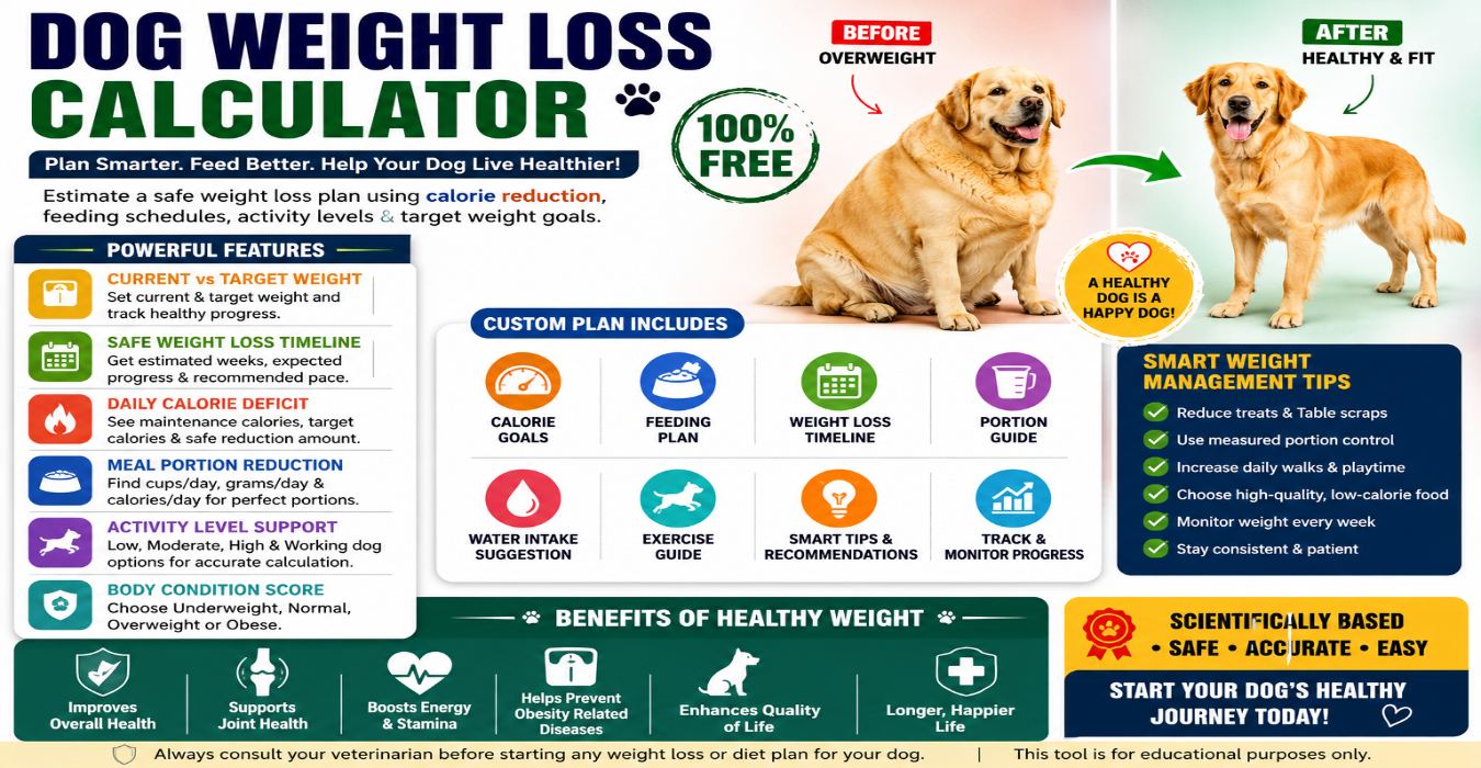 Free Dog Weight Loss Calculator Updated 2026 – Healthy Dog Weight Plan
