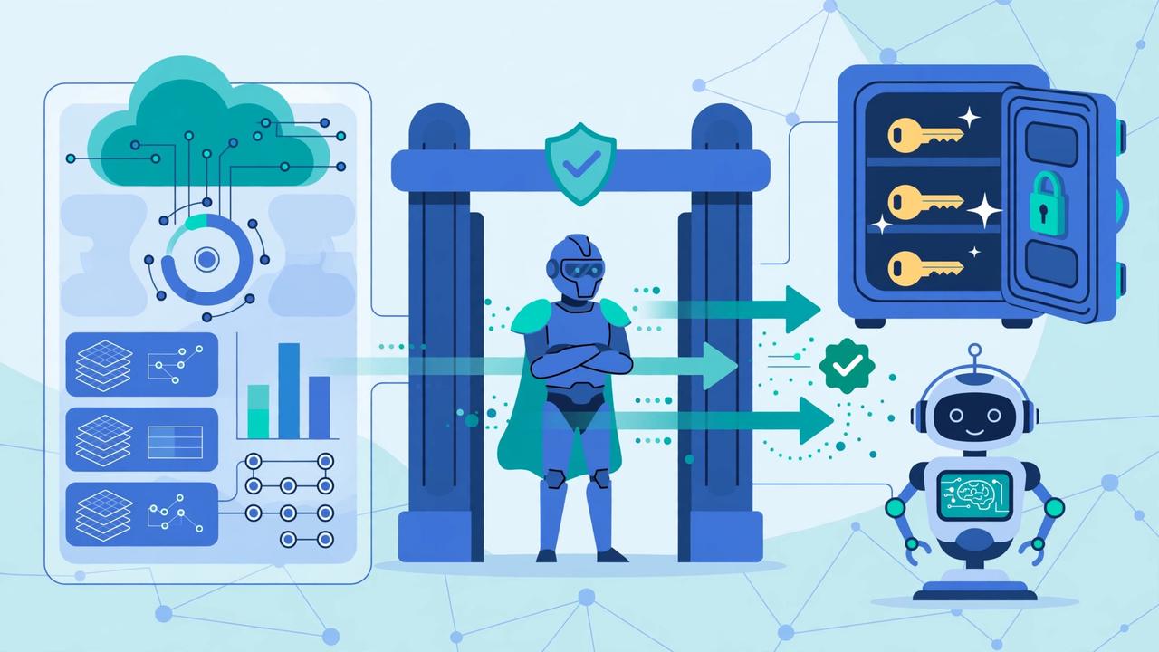 Diagram-style illustration of the Muse Secure VM with a Sentinel gatekeeper and a separate credential vault